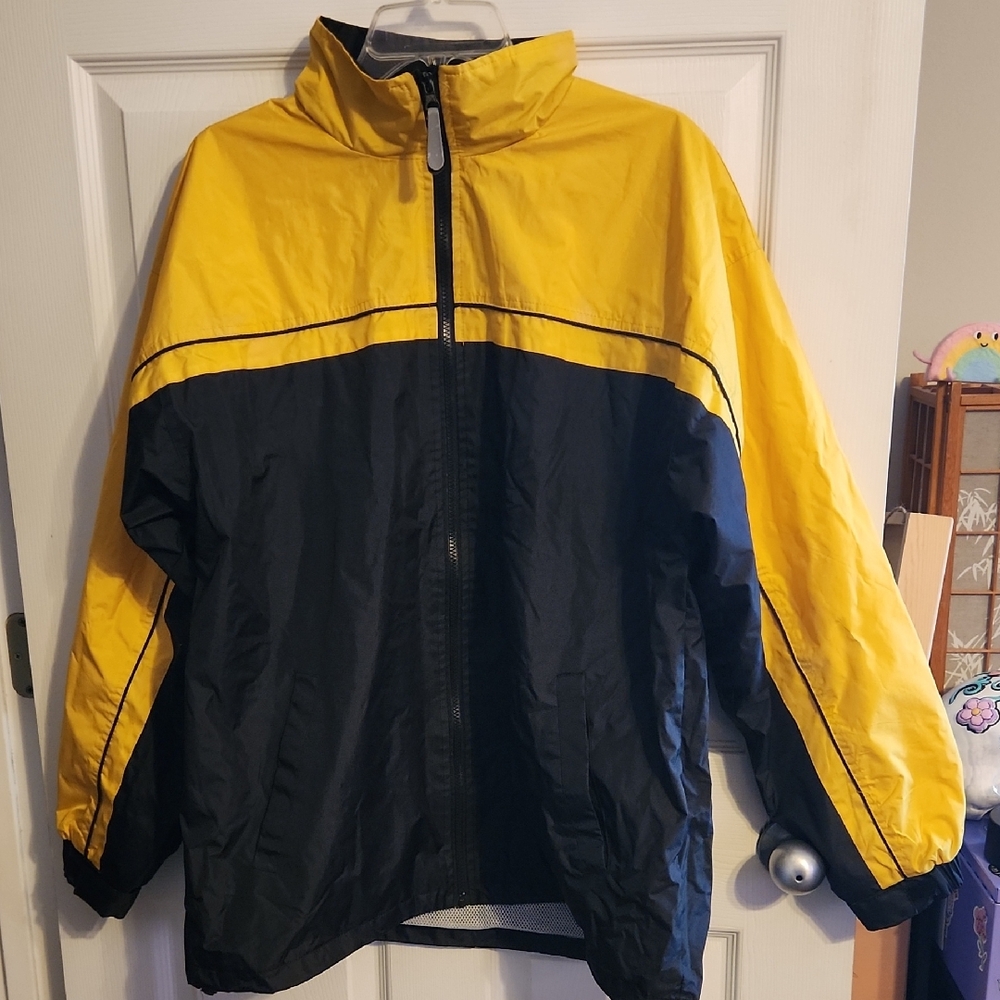 Men's Yellow and Black Windbreaker Jacket